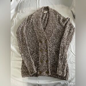 LA made Wool Blend Women’s Brown and White Button Up Cardigan Size Medium